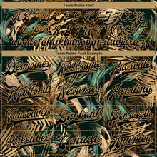 Load image into Gallery viewer, Custom Black Black-Old Gold Hawaii Palm Trees 3D Bomber Full-Snap Varsity Letterman Jacket