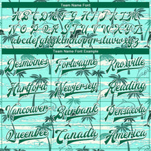 Load image into Gallery viewer, Custom Aqua Kelly Green-White Hawaii Palm Trees 3D Bomber Full-Snap Varsity Letterman Jacket