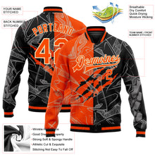 Загрузить изображение в средство просмотра галереи, Custom Graffiti Pattern Orange Black-Cream Scratch 3D Bomber Full-Snap Varsity Letterman Jacket