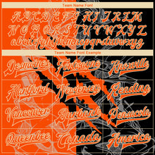 Загрузить изображение в средство просмотра галереи, Custom Graffiti Pattern Orange Black-Cream Scratch 3D Bomber Full-Snap Varsity Letterman Jacket