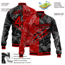 Загрузить изображение в средство просмотра галереи, Custom Graffiti Pattern Red-Black Scratch 3D Bomber Full-Snap Varsity Letterman Jacket