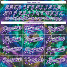 Charger l'image dans la galerie, Custom Tie Dye Purple-White Rainbow 3D Bomber Full-Snap Varsity Letterman Jacket