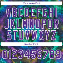Charger l'image dans la galerie, Custom Tie Dye Purple-White Rainbow 3D Bomber Full-Snap Varsity Letterman Jacket