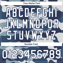 Load image into Gallery viewer, Custom Camo White-Navy 3D Bomber Full-Snap Varsity Letterman Salute To Service Jacket