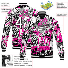 Загрузить изображение в средство просмотра галереи, Custom Graffiti Pattern White-Black Scratch 3D Bomber Full-Snap Varsity Letterman Jacket