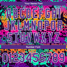 Загрузить изображение в средство просмотра галереи, Custom Graffiti Pattern Purple-White Scratch 3D Bomber Full-Snap Varsity Letterman Jacket