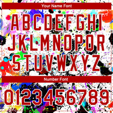 Загрузить изображение в средство просмотра галереи, Custom Graffiti Pattern Royal-Red Splashes 3D Bomber Full-Snap Varsity Letterman Jacket