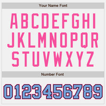 Laden Sie das Bild in den Galerie-Viewer, Custom White Light Blue Black-Pink Bomber Full-Snap Varsity Letterman Two Tone Jacket