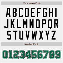 Charger l'image dans la galerie, Custom White Kelly Green-Black Bomber Full-Snap Varsity Letterman Two Tone Jacket