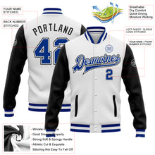 Charger l'image dans la galerie, Custom White Royal-Black Bomber Full-Snap Varsity Letterman Two Tone Jacket