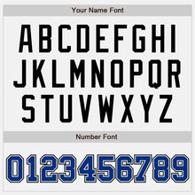 Charger l'image dans la galerie, Custom White Royal-Black Bomber Full-Snap Varsity Letterman Two Tone Jacket