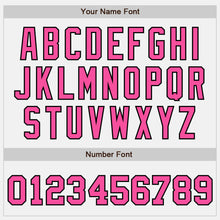 Charger l'image dans la galerie, Custom White Pink-Black Bomber Full-Snap Varsity Letterman Two Tone Jacket