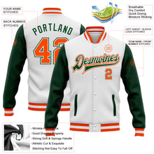 Загрузить изображение в средство просмотра галереи, Custom White Orange-Green Bomber Full-Snap Varsity Letterman Two Tone Jacket