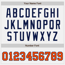 Загрузить изображение в средство просмотра галереи, Custom White Orange-Navy Bomber Full-Snap Varsity Letterman Two Tone Jacket