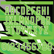 Laden Sie das Bild in den Galerie-Viewer, Custom Neon Green Neon Green Black-Gray 3D Pattern Design Bomber Full-Snap Varsity Letterman Jacket