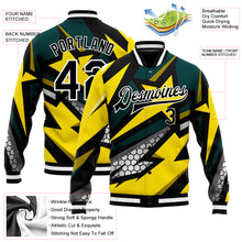 Laden Sie das Bild in den Galerie-Viewer, Custom Gold Black-Old Gold 3D Pattern Design Bomber Full-Snap Varsity Letterman Jacket