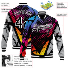 Laden Sie das Bild in den Galerie-Viewer, Custom Figure Black-Gray 3D Bomber Full-Snap Varsity Letterman Jacket