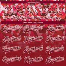 Laden Sie das Bild in den Galerie-Viewer, Custom Red Crimson-Cream 3D Pattern Design Bomber Full-Snap Varsity Letterman Jacket