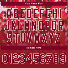 Laden Sie das Bild in den Galerie-Viewer, Custom Red Crimson-Cream 3D Pattern Design Bomber Full-Snap Varsity Letterman Jacket