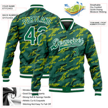 Load image into Gallery viewer, Custom Green Kelly Green-White 3D Pattern Design Bomber Full-Snap Varsity Letterman Jacket