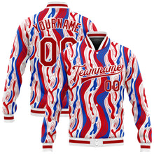 Laden Sie das Bild in den Galerie-Viewer, Custom Figure Red-Royal 3D Bomber Full-Snap Varsity Letterman Jacket