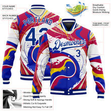 Laden Sie das Bild in den Galerie-Viewer, Custom Figure Royal-Red 3D Bomber Full-Snap Varsity Letterman Jacket