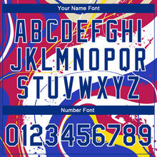 Laden Sie das Bild in den Galerie-Viewer, Custom Figure Royal-Red 3D Bomber Full-Snap Varsity Letterman Jacket