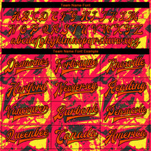 Laden Sie das Bild in den Galerie-Viewer, Custom Red Orange Gold-Black 3D Pattern Design Bomber Full-Snap Varsity Letterman Jacket