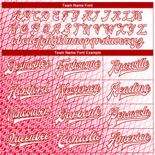 Laden Sie das Bild in den Galerie-Viewer, Custom Red White 3D Pattern Design Bomber Full-Snap Varsity Letterman Jacket