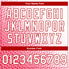 Laden Sie das Bild in den Galerie-Viewer, Custom Red White 3D Pattern Design Bomber Full-Snap Varsity Letterman Jacket