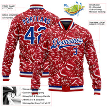 Загрузить изображение в средство просмотра галереи, Custom Red Royal-White 3D Pattern Design Bomber Full-Snap Varsity Letterman Jacket