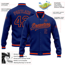 Загрузить изображение в средство просмотра галереи, Custom Royal Royal-Orange Bomber Full-Snap Varsity Letterman Jacket