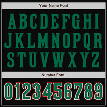 Load image into Gallery viewer, Custom Black Kelly Green-Red Bomber Full-Snap Varsity Letterman Two Tone Jacket