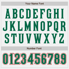 Charger l'image dans la galerie, Custom White Kelly Green-Red Bomber Full-Snap Varsity Letterman Two Tone Jacket