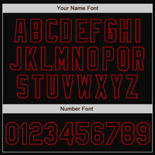 Laden Sie das Bild in den Galerie-Viewer, Custom Black Black-Red Bomber Full-Snap Varsity Letterman Jacket