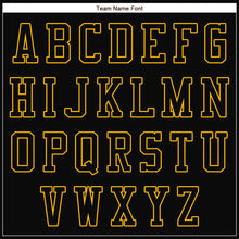 Laden Sie das Bild in den Galerie-Viewer, Custom Black Black-Gold Bomber Full-Snap Varsity Letterman Jacket