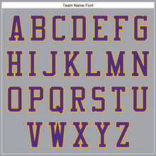 Charger l'image dans la galerie, Custom Gray Purple-Gold Bomber Full-Snap Varsity Letterman Jacket