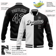 Загрузить изображение в средство просмотра галереи, Custom White Black Bomber Full-Snap Varsity Letterman Split Fashion Jacket