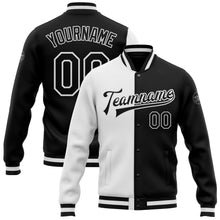 Загрузить изображение в средство просмотра галереи, Custom White Black Bomber Full-Snap Varsity Letterman Split Fashion Jacket