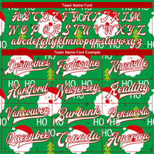 Laden Sie das Bild in den Galerie-Viewer, Custom Kelly Green White-Red Christmas 3D Bomber Full-Snap Varsity Letterman Jacket