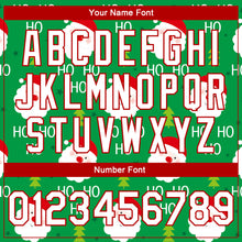 Laden Sie das Bild in den Galerie-Viewer, Custom Kelly Green White-Red Christmas 3D Bomber Full-Snap Varsity Letterman Jacket