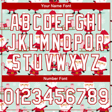 Laden Sie das Bild in den Galerie-Viewer, Custom Pea Green White-Red Christmas 3D Bomber Full-Snap Varsity Letterman Jacket