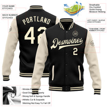 Load image into Gallery viewer, Custom Black Cream Bomber Full-Snap Varsity Letterman Two Tone Jacket
