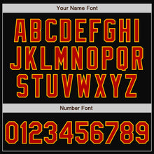 Загрузить изображение в средство просмотра галереи, Custom Black Red-Gold Bomber Full-Snap Varsity Letterman Two Tone Jacket