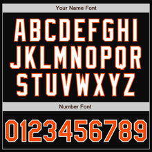 Загрузить изображение в средство просмотра галереи, Custom Black Orange-Gray Bomber Full-Snap Varsity Letterman Split Fashion Jacket