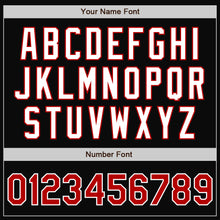 Загрузить изображение в средство просмотра галереи, Custom Black Red-Gray Bomber Full-Snap Varsity Letterman Split Fashion Jacket