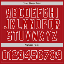 Load image into Gallery viewer, Custom White Red Bomber Full-Snap Varsity Letterman Split Fashion Jacket