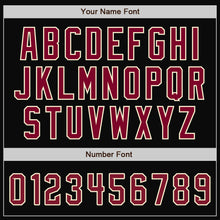 Загрузить изображение в средство просмотра галереи, Custom Black Crimson Cream-Maroon Bomber Full-Snap Varsity Letterman Split Fashion Jacket