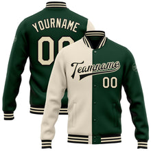 Charger l'image dans la galerie, Custom Green Cream-Black Bomber Full-Snap Varsity Letterman Split Fashion Jacket