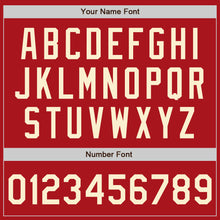 Загрузить изображение в средство просмотра галереи, Custom Red Cream Bomber Full-Snap Varsity Letterman Split Fashion Jacket